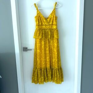 LIKELY Carla Dress in Oil Yellow Multi Lattice Trim Size 4